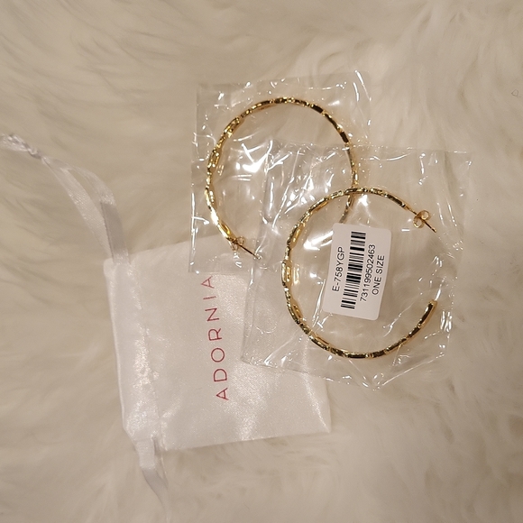 Adornia 2 Inch 14K Gold Plated Chain Link Hoop Earrings - Picture 3 of 9